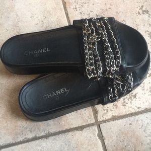 Chanel slides with chains